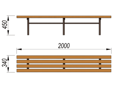 Двухметровая лавочка без спинки 2 м МАФ 1602 в Республике Дагестан