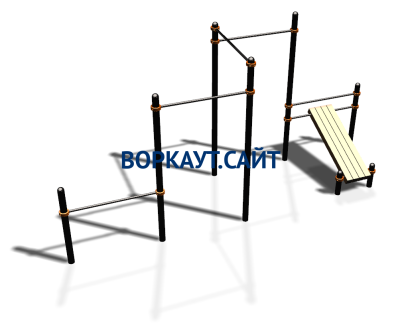 Воркаут комплекс разноуровневых турников со скамьей для пресса ВС-37 в Республике Дагестан