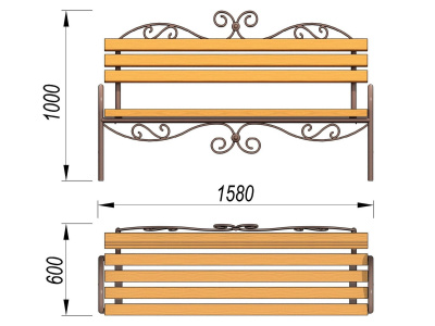 Лавочка кованная МАФ 1606 в Республике Дагестан