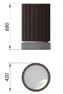 Урна деревянная круглая с бетонным основанием МАФ 1632 в Республике Дагестан
