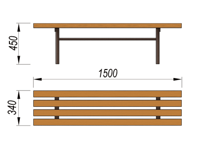 Лавочка без спинки МАФ 1601 в Республике Дагестан