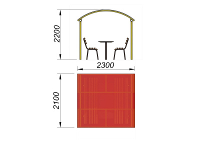 Стол и лавки под навесом МАФ 4005 в Республике Дагестан