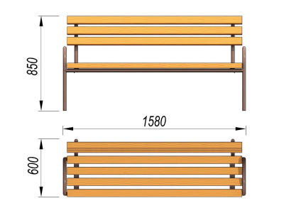 Парковая лавочка со спинкой МАФ 1605 в Республике Дагестан