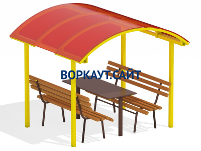 Стол и лавки под навесом МАФ 4005 в Республике Дагестан