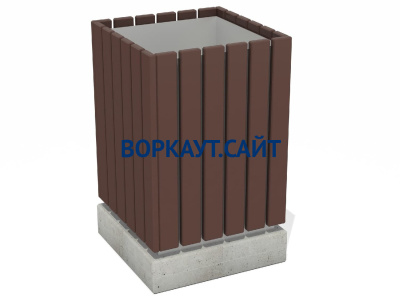 Урна деревянная квадратная с бетонным основанием МАФ 1633 в Республике Дагестан